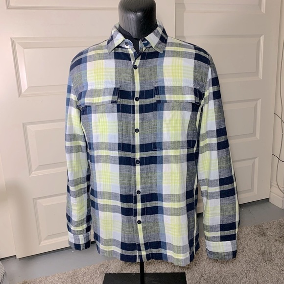AMERICAN E buffalo check black white casual button down shirt long sleeves SZ L - Picture 5 of 12